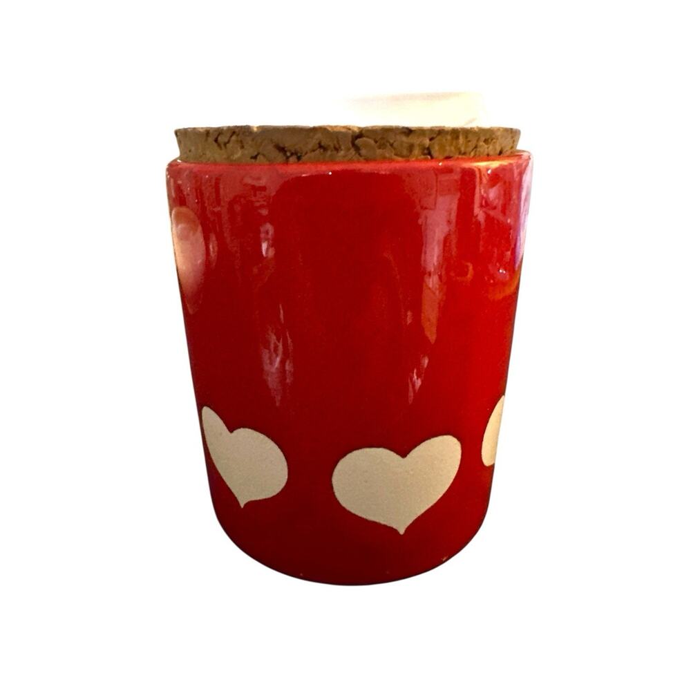 VTG ‘80s WAECHTERBACH RED HEART JAR CANISTER CORK LID CERAMIC WEST GERMANY HTF
